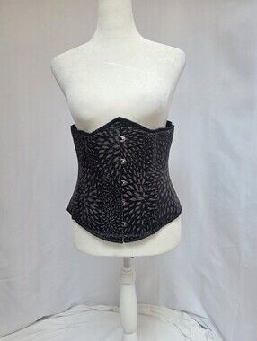 Timeless Trends Black Brocade Steel Boned Underbust Corset Size 28